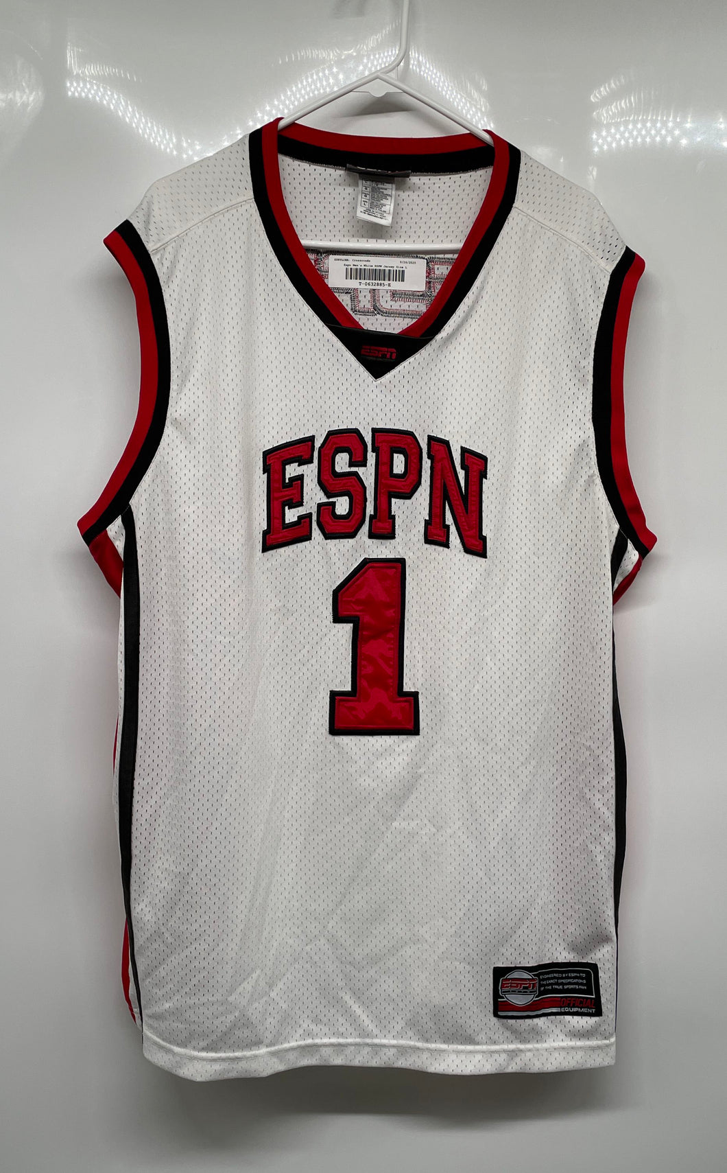 ESPN Mens White ESPN Sports Center #1 Basketball Jersey Size Large