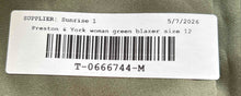 Load image into Gallery viewer, Preston &amp; York Womens Green Long Sleeve Notch Lapel Two-Button Blazer Size 12
