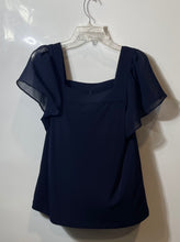 Load image into Gallery viewer, Calvin Klein Womens Blue Square Neck Short Sleeve Pullover Blouse Top Size M
