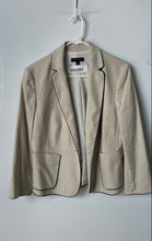 Load image into Gallery viewer, Ann Taylor Womens Beige Pockets Contrasting Piping Open Front Blazer Size 12
