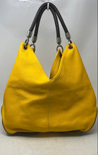 Load image into Gallery viewer, Unbranded Womens Brown Yellow Leather Inner Pockets Double Handle Shoulder Purse
