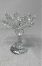 Load image into Gallery viewer, Rhinestone Filled Stem Lotus Flower Shaped Glass Decorative Candle Holder
