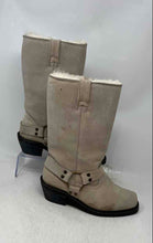 Load image into Gallery viewer, Bearpaw Womens Gray Suede Square Toe Lined Mid-Calf Harness Riding Boots Size 7
