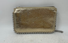 Load image into Gallery viewer, Zara Womens Metallic Gold Leather Chain Strap Zip Top Lined Crossbody Bag
