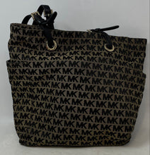 Load image into Gallery viewer, Michael Kors Womens Black And Beige Monogram Double Handle Tote Handbag

