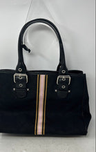 Load image into Gallery viewer, Bandolino Womens Black Monogram Inner Pockets Double Handle Tote Handbag
