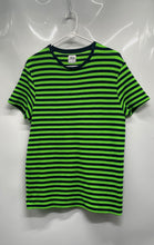 Load image into Gallery viewer, Zara Mens Black Green Striped Short Sleeve Crew Neck Regular Fit T-Shirt Size M
