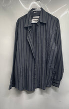 Load image into Gallery viewer, Calvin Klein Mens Blue White Striped Print Long Sleeve Button-Up Shirt Size L
