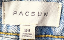 Load image into Gallery viewer, Pacsun Womens Blue Flat Front 5-Pocket Design Jeans Mini Skirt Size 24
