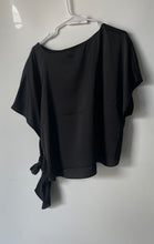Load image into Gallery viewer, Express Womens Black Short Dolman Sleeve Round Neck Belted Blouse Top Size M
