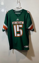 Load image into Gallery viewer, Adidas Boys Green NCAA Miami Hurricanes #15 Short Sleeve Football Jersey Size XL
