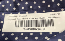 Load image into Gallery viewer, Michael Kors Mens Blue And White Polka Dot Long-Sleeve Button-Up Shirt Size XL
