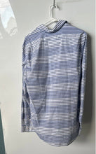 Load image into Gallery viewer, Express Mens Blue White Striped Cotton Long Sleeve Button-Up Shirt Size M
