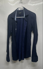Load image into Gallery viewer, Bugatchi Mens Blue Long Sleeve Shaped Fit Collared Button-Up Shirt Size M
