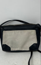 Load image into Gallery viewer, Nine West Womens Black Beige Canvas Leather Adjustable Strap Crossbody Bag
