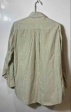Load image into Gallery viewer, Tommy Hilfiger Mens Green White Striped Long Sleeve Dress Shirt Size 15 1/2
