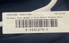 Load image into Gallery viewer, Michael Kors Womens Blue Short Sleeve Surplice Neck Blouse Top Size XL
