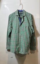 Load image into Gallery viewer, Nautica Mens Green Plaid Cotton Slim Fit Wrinkle Resistant Button-Up Shirt Sz M
