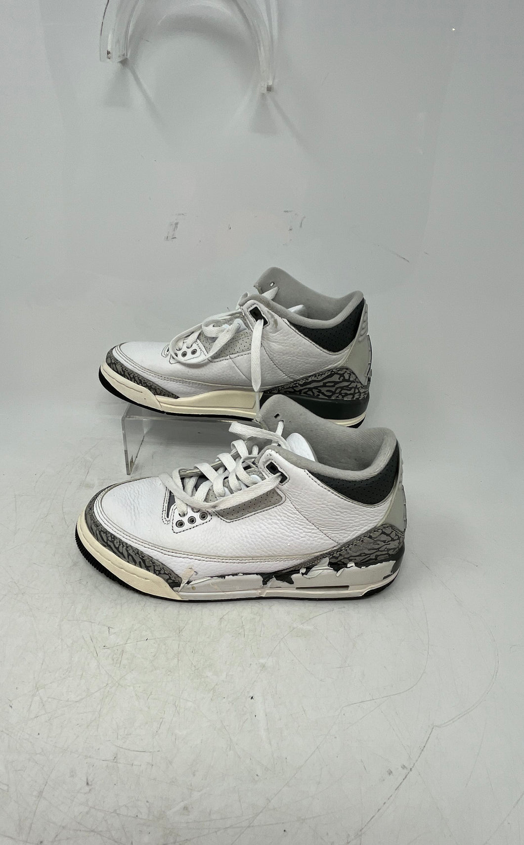Nike Kids Air Jordan 3 Retro DX6665-100 White Gray Sneaker Shoes Size 5.5Y