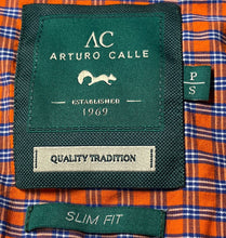Load image into Gallery viewer, Arturo Calle Mens Red Blue Plaid Short Sleeve Slim Fit Button-Up Shirt Size S
