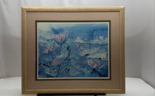 Load image into Gallery viewer, Pink Lotus Flowers In Blue Water Pond Framed Art Print Signed By Carli Oliver
