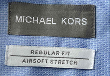 Load image into Gallery viewer, Michael Kors Mens Blue Long Sleeve Regular Fit Stretch Dress Shirt Size 17
