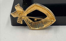 Load image into Gallery viewer, Authentic Swarovski Women's Gold-Tone Black Brooch With Crystal Accents
