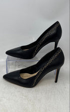 Load image into Gallery viewer, Vince Camuto Womens Black Gold Leather Slip-On Pointed Toe Pump Heels Size 5.5M
