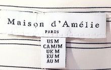 Load image into Gallery viewer, Maison D'Amelie Paris Womens White Striped Long Sleeve Button-Up Shirt Size M
