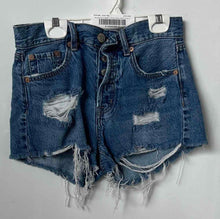 Load image into Gallery viewer, Aeropostale Womens Blue Denim Distressed Button-Fly Boyfriend Shorts Size 0
