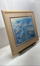 Load image into Gallery viewer, Pink Lotus Flowers In Blue Water Pond Framed Art Print Signed By Carli Oliver
