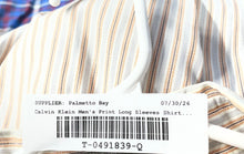 Load image into Gallery viewer, Calvin Klein Mens White Beige Striped Cotton Long Sleeve Dress Shirt Size 16 1/2

