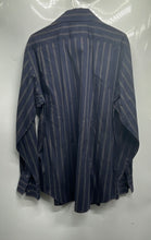 Load image into Gallery viewer, Banana Republic Mens Blue Striped Long Sleeve Spread Collar Dress Shirt Size L
