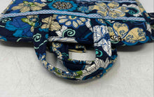 Load image into Gallery viewer, Vera Bradley Womens Blue Floral Double Handle Foldover Travel Makeup Organizer
