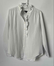 Load image into Gallery viewer, Ann Taylor Womens White Long Sleeve Ruffle Button Front Blouse Top Size Medium
