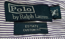 Load image into Gallery viewer, Polo By Ralph Lauren Mens Purple White Custom Fit Dress Shirt Size 15.5 32/33
