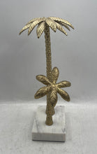 Load image into Gallery viewer, Gold-Tone Coconut Trees Handcrafted Marble Base Home Decorative Figurine
