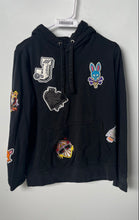 Load image into Gallery viewer, Psycho Bunny Girls Black Cotton Embroidered Patches Pullover Hoodie Size XS
