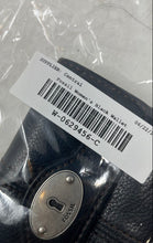 Load image into Gallery viewer, Fossil Womens Black Pebbled Leather ID &amp; Credit Card Slots Trifold Wallet
