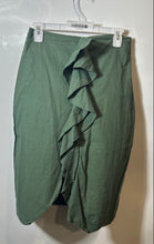 Load image into Gallery viewer, Zara Womens Green Ruffle Side Zip High-Waisted Midi Straight &amp; Pencil Skirt Sz S
