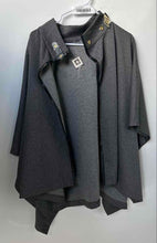 Load image into Gallery viewer, Anne Klein Womens Gray Herringbone Open Front Poncho Jacket Size Small
