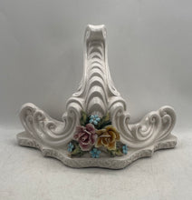 Load image into Gallery viewer, Lot Of 2 Pcs White Floral Porcelain Home Decoration Wall Shelf And Candle Holder
