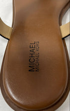 Load image into Gallery viewer, Michael Kors Womens MK Plate Logo Black Leather Buckle Thong Sandals Size 8.5M
