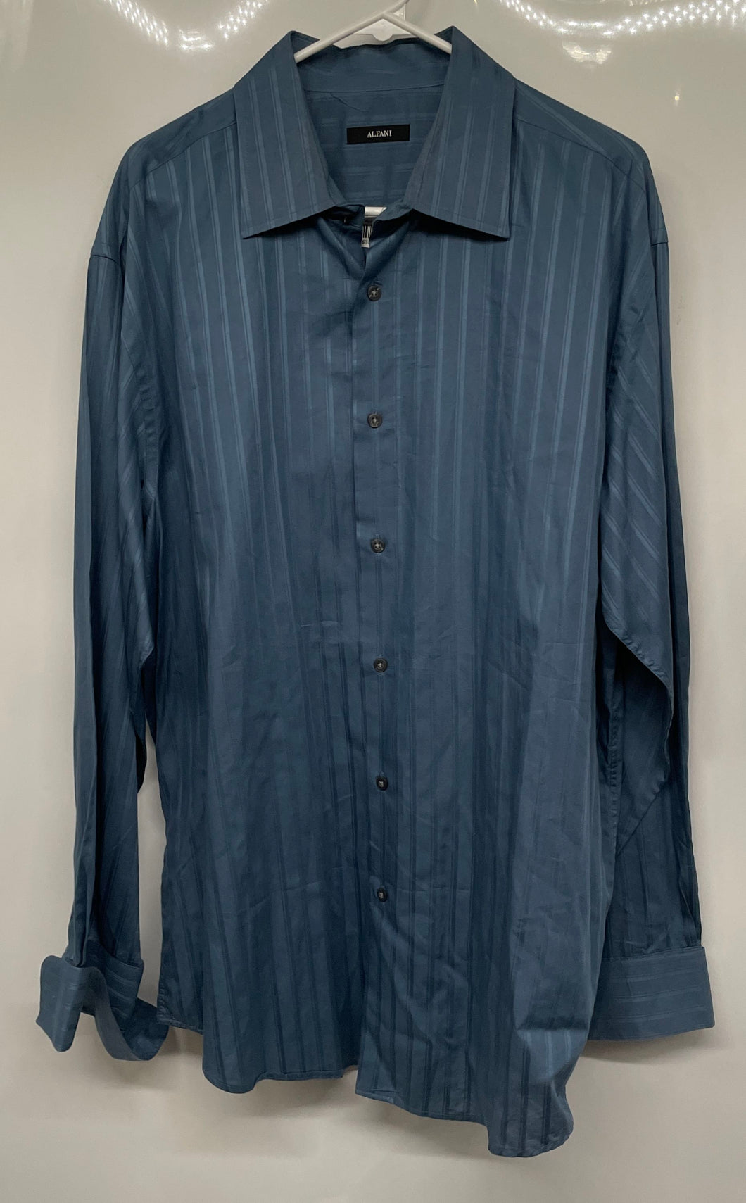 Alfani Mens Blue Striped Cotton Long Sleeve Collared Button-Up Shirt Size XL