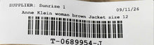 Load image into Gallery viewer, Anne Klein Womens Brown Single-Breasted Long Sleeve One Button Blazer Size 12

