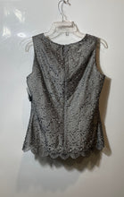 Load image into Gallery viewer, Liz Claiborne Womens Silver Floral Crew Neck Sleeveless Blouse Top Sz 8 With Tag
