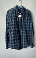 Load image into Gallery viewer, Boss Mens Blue Plaid Organic Cotton Regular Fit Button-Up Shirt Size Large
