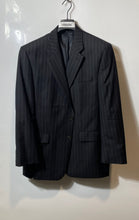 Load image into Gallery viewer, Lauren Ralph Lauren Mens Black Striped Wool Collared Two-Button Blazer Size 44R
