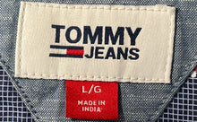 Load image into Gallery viewer, Tommy Jeans Mens Blue Polka Dot Print Long Sleeve Button-Up Shirt Size L
