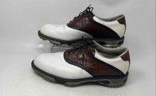 Load image into Gallery viewer, FootJoy Mens DryJoys Tour 53612 White Brown Leather Lace-Up Golf Shoes Size 9 M
